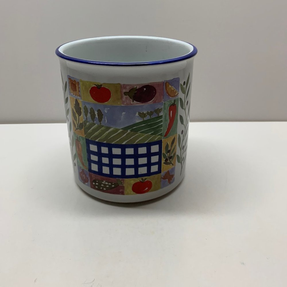 Utensil Holder Crock Country vegetable design